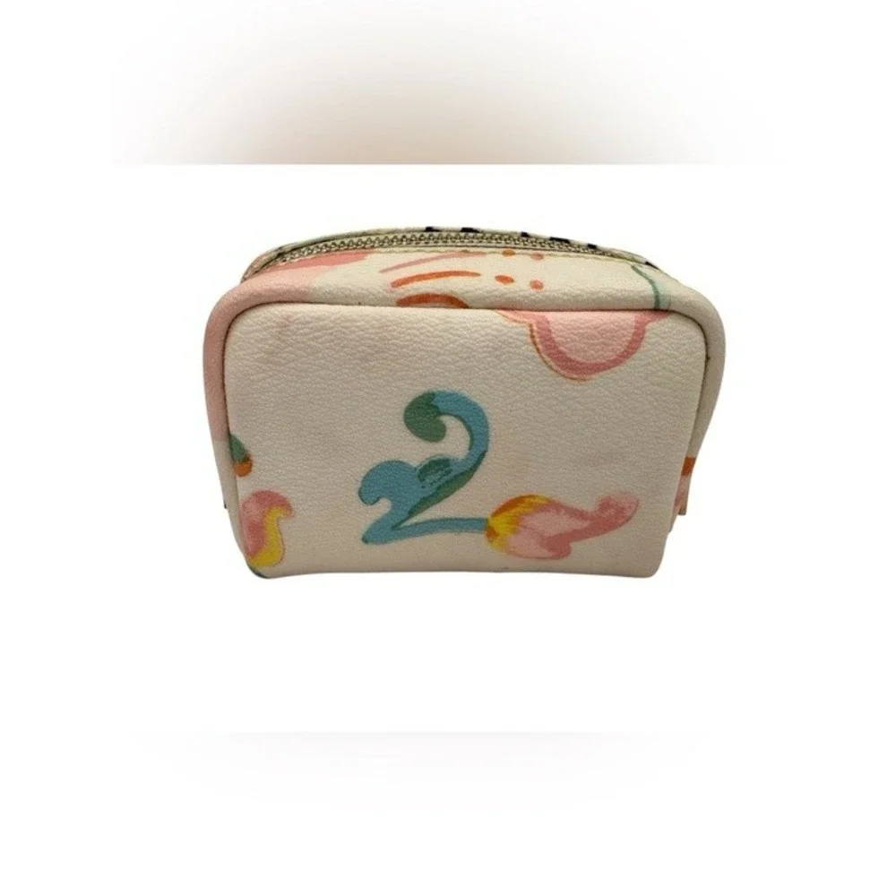 Coach Dreamy Land Floral Mini Boxy Cosmetic Case Makeup Bag Cream